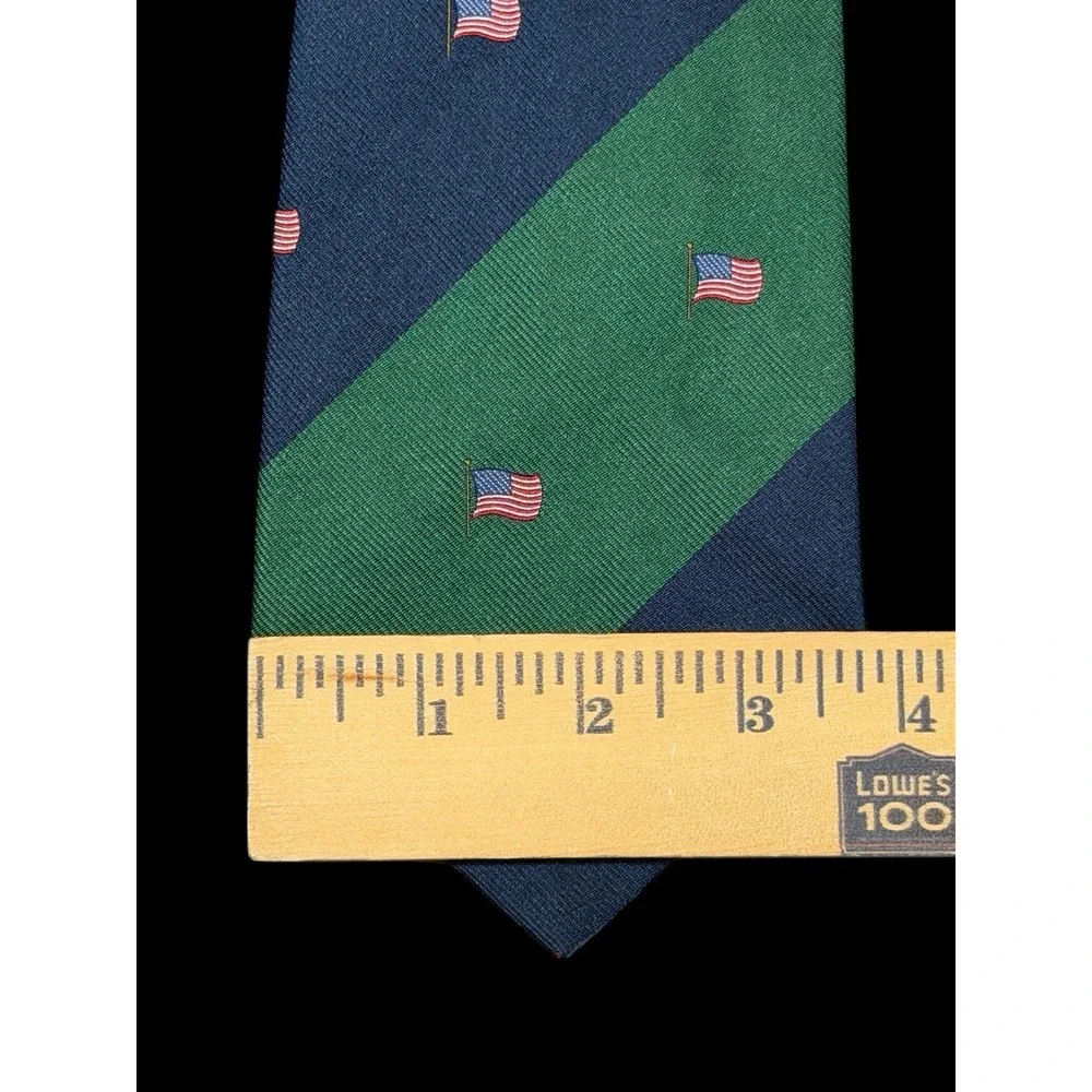 Vintage Americana Polo Ralph Lauren Men's Tie Navy/Green Stripe 100% Silk, USA